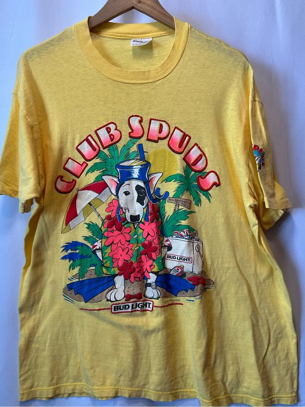 Vintage 1986 Bud Light Club Spuds MacKenzie Bull Terrier Single Stitch TShirt